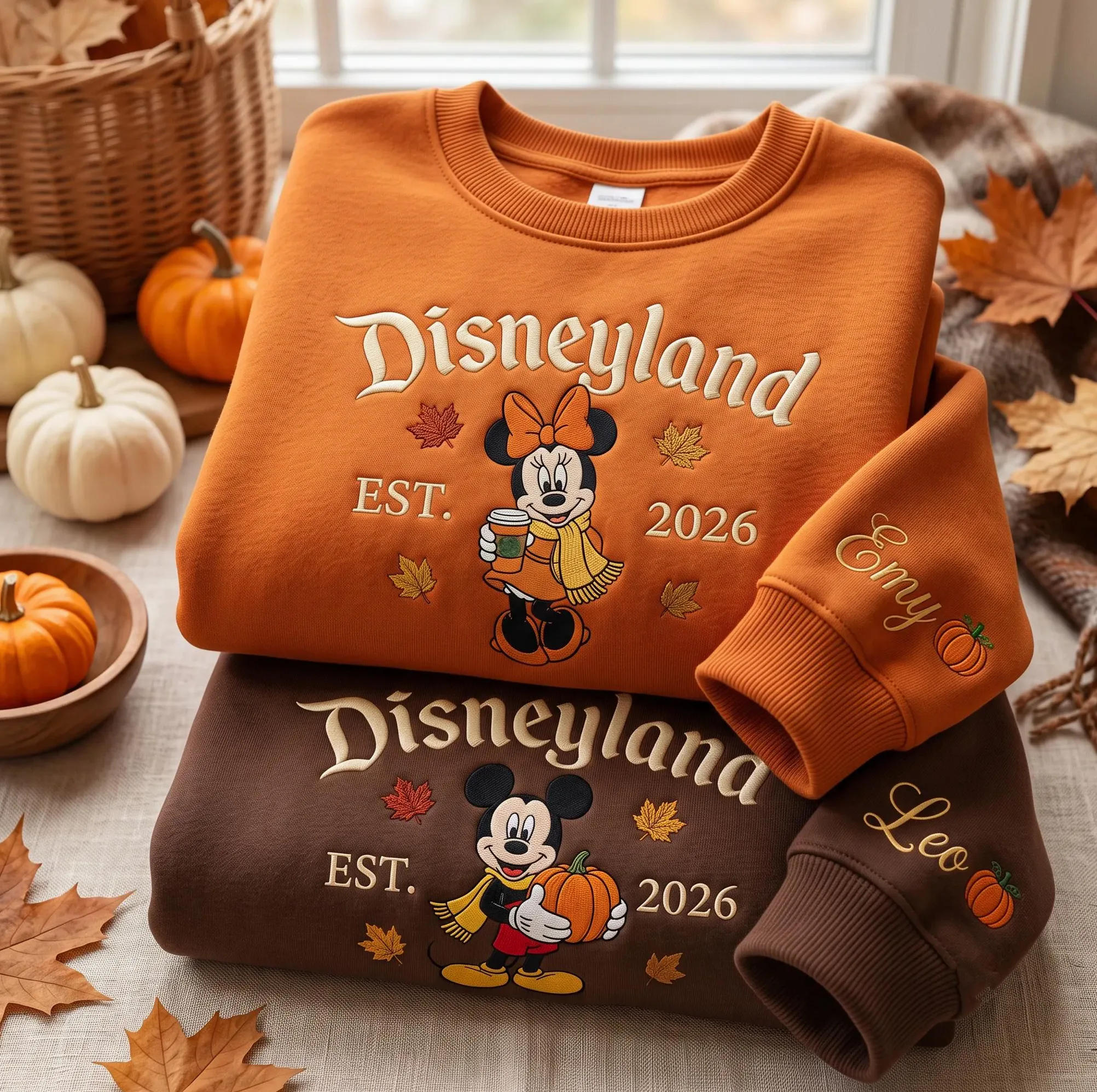 Disneyland EST. 2026 Fall Sweatshirt — Embroidered Design Disneyland EST. 2026 Fall Sweatshirt — Embroidered Design