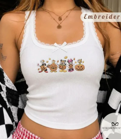 Embroidered Mickey Pumpkin Halloween Baby Tee