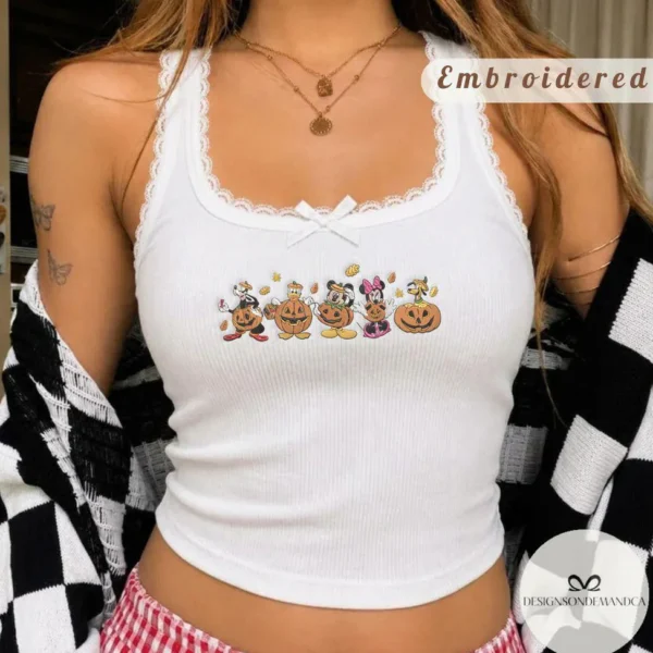 Embroidered Mickey Pumpkin Halloween Baby Tee