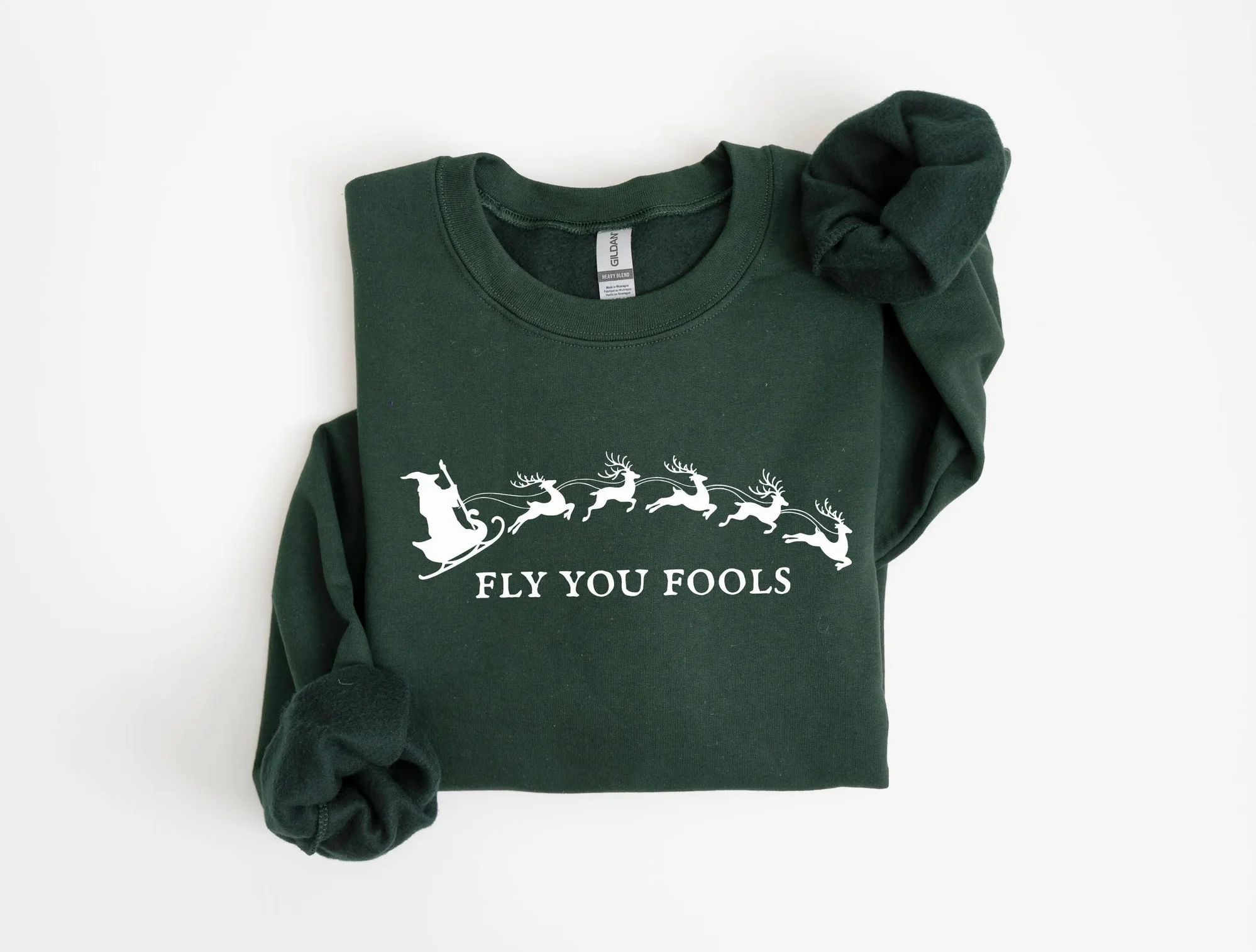 Gandalf’s “Fly You Fools” Christmas Fantasy Sweatshirt Gandalf's "Fly You Fools" Christmas Fantasy Sweatshirt