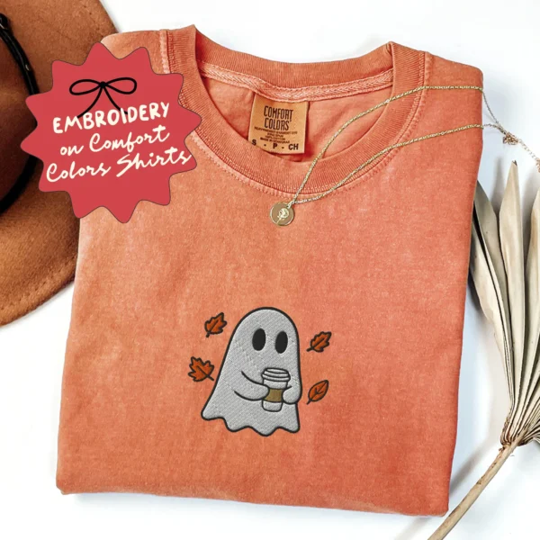 Ghost Coffee Lover Embroidered Shirt