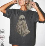 Ghost Drinking Coffee Iced Latte Vintage Fall Shirt