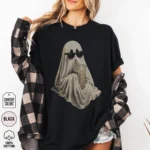 Ghost Drinking Coffee Iced Latte Vintage Fall Shirt