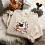 Ghost Reading Books Embroidered Sweatshirt — Book Lover
