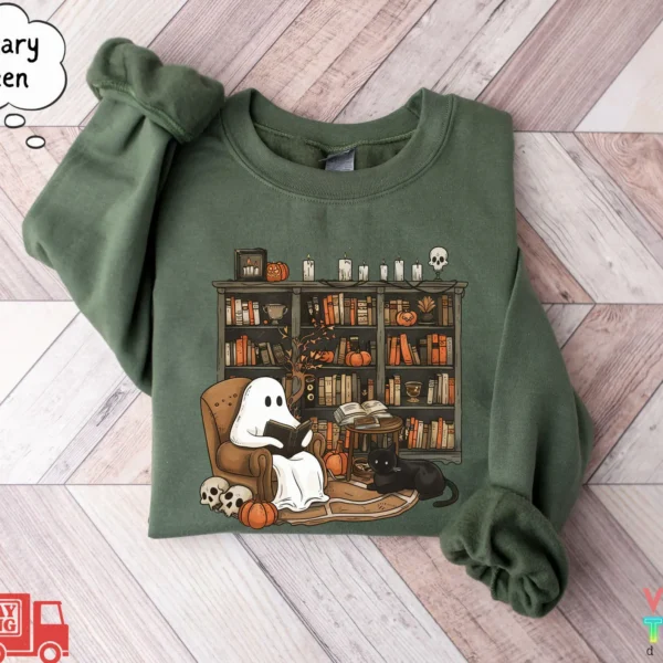 Ghost Reading Sweatshirt — Bookish Halloween Apparel