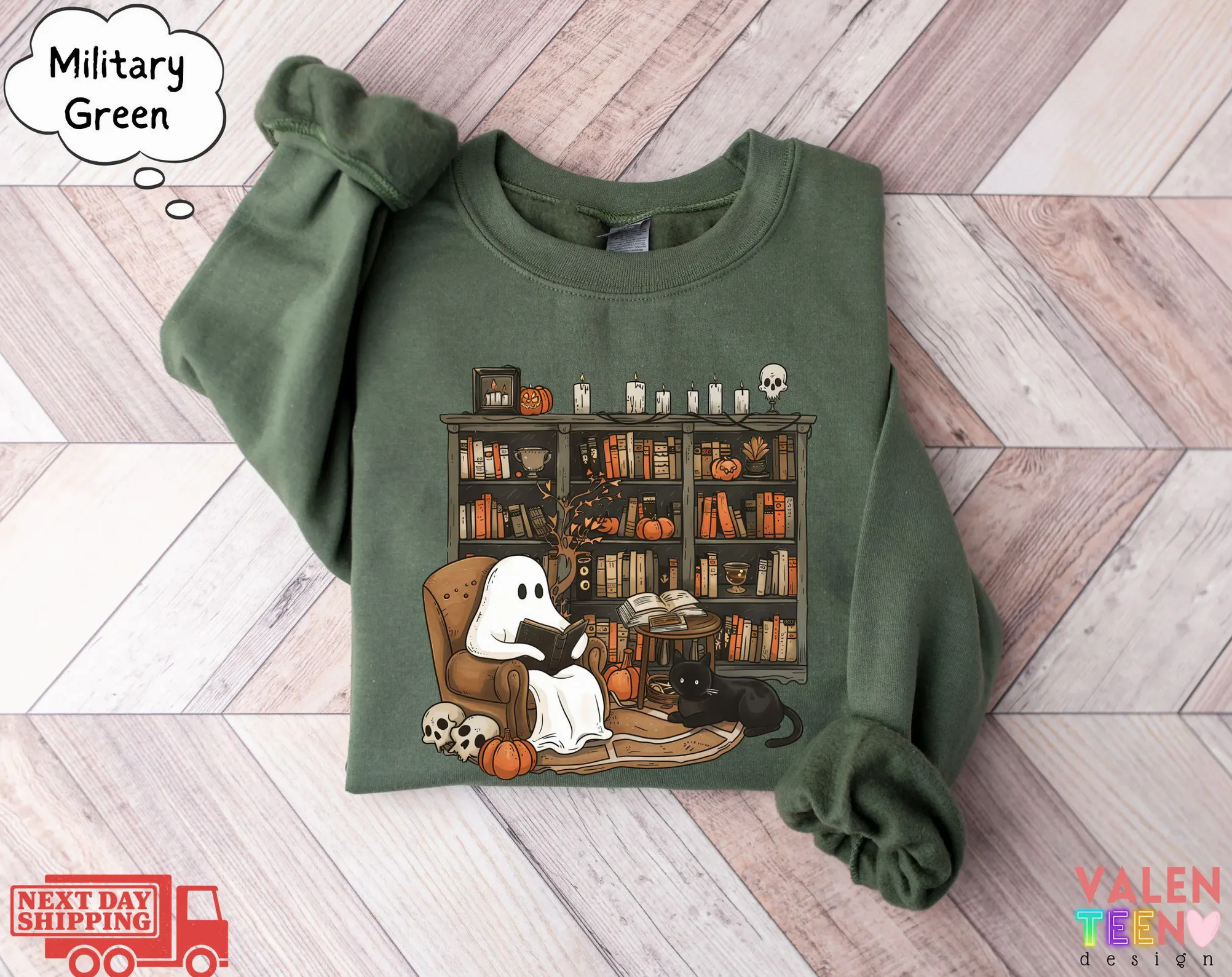 Ghost Reading Sweatshirt — Bookish Halloween Apparel Ghost Reading Sweatshirt — Bookish Halloween Apparel