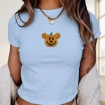 Halloween Disneyland Mickey Pumpkin Embroidered Shirt Baby Tee