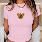 Halloween Disneyland Mickey Pumpkin Embroidered Shirt Baby Tee