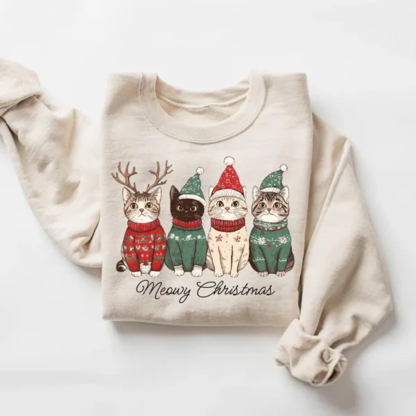 Meowy Christmas Cat Lover Holiday Gift Sweatshirt
