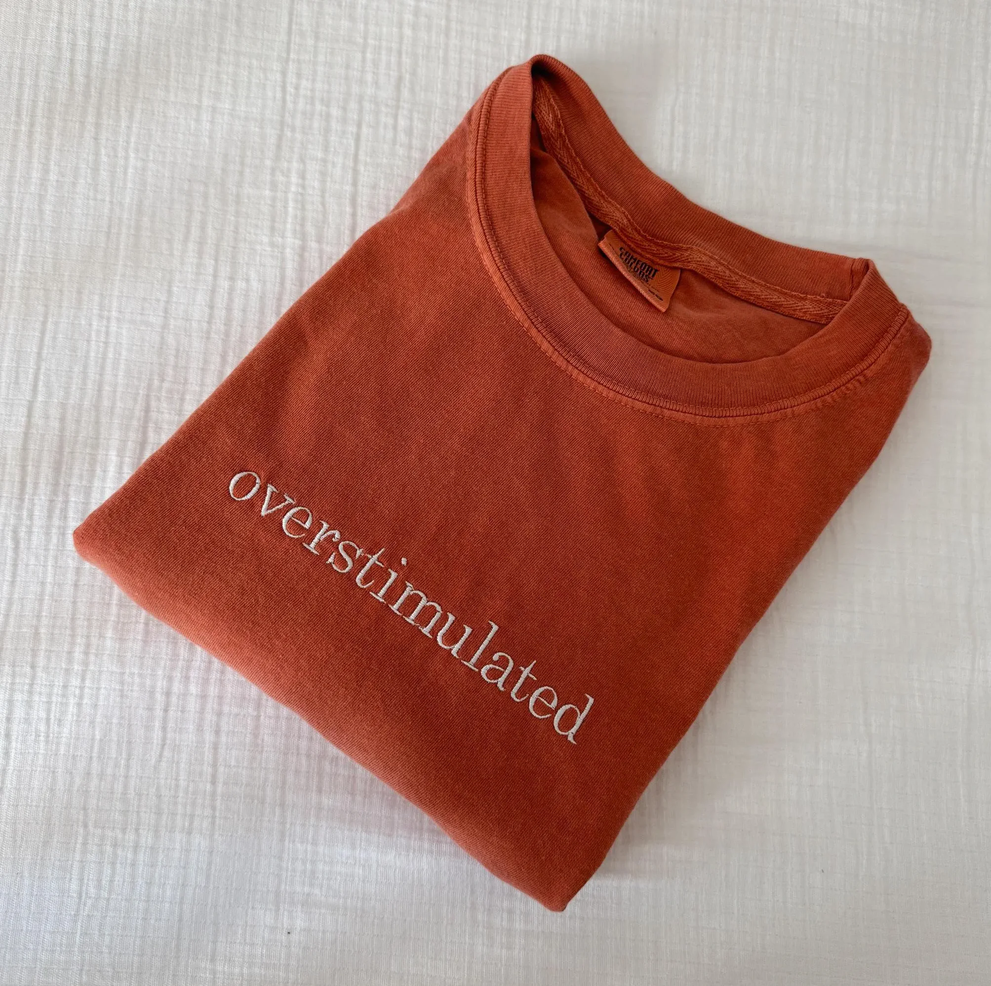 Overstimulated Embroidered Minimalist Shirt Overstimulated Embroidered Minimalist Shirt