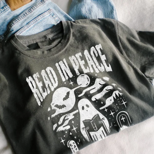 Read in Peace — Spooky Ghost Book Halloween Shirt