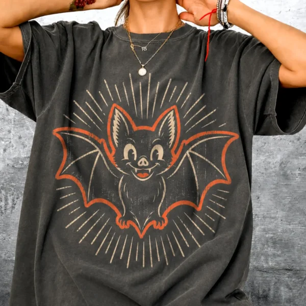 Retro Bat Shirt — Spooky Season Comfort Colors Shirt