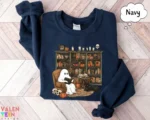 Retro Ghost Reading — Halloween Library Sweatshirt