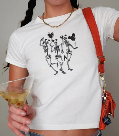 Skeleton Halloween Baby Shirt — Retro Disney Design Baby Tee