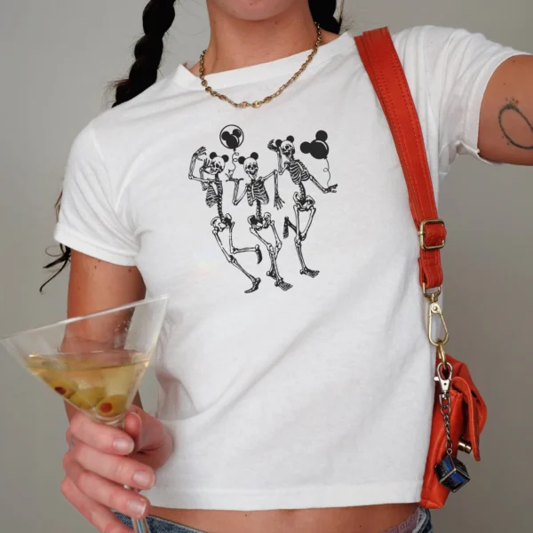 Skeleton Halloween Baby Shirt — Retro Disney Design Baby Tee