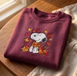 Snoopy Embroidered Autumn Leaves – Cozy Fall Sweatshirt