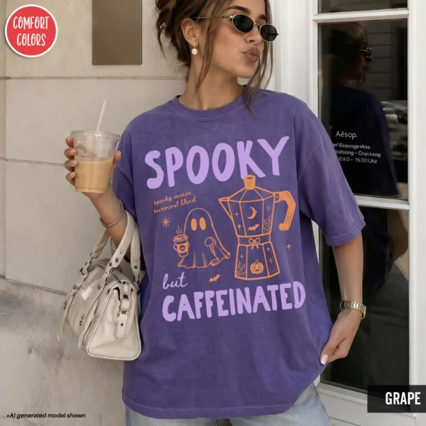 Spooky But Caffeinated — Coffee Lover Halloween Shirt