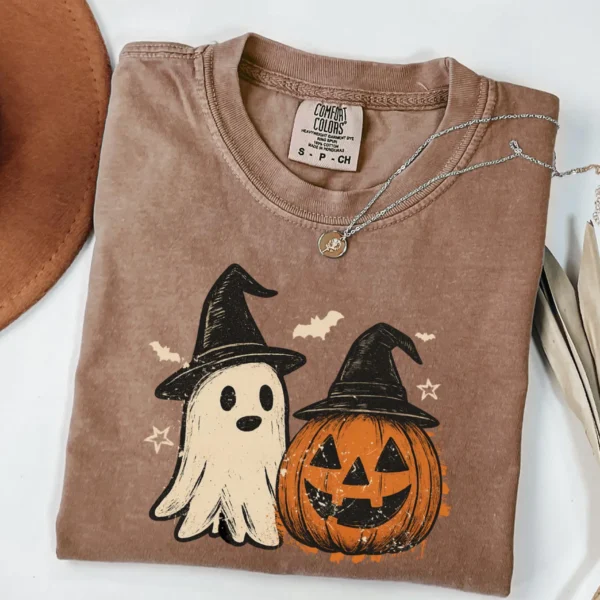 Spooky Ghost Pumpkin Witch Hat Shirt