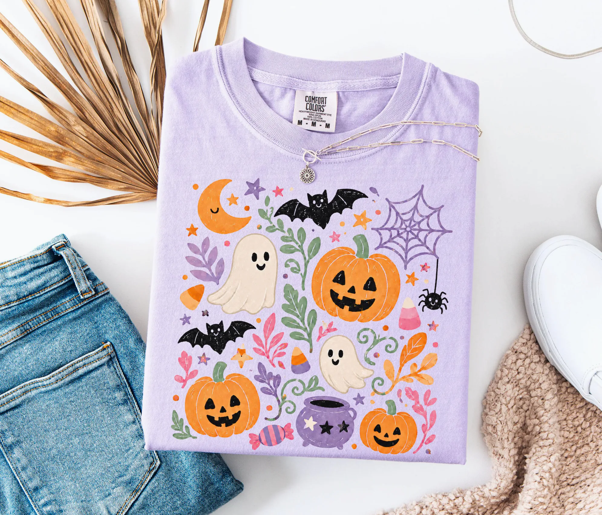 Spooky Season Graphic Tee with Cute Ghosts and Pumpkins Shirt Spooky Season Graphic Tee with Cute Ghosts and Pumpkins Shirt