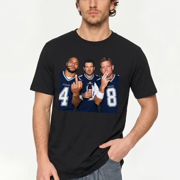 Three Dallas Cowboys Quarterbacks Middle Finger Shirt