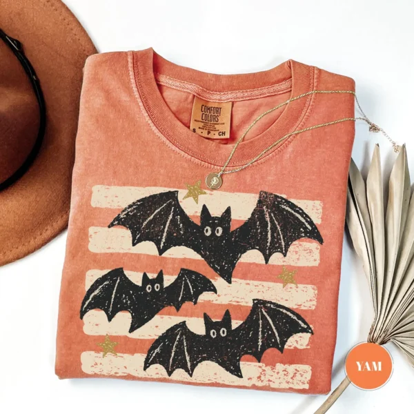 Vintage Bat Halloween Shirt — Retro Spooky Design