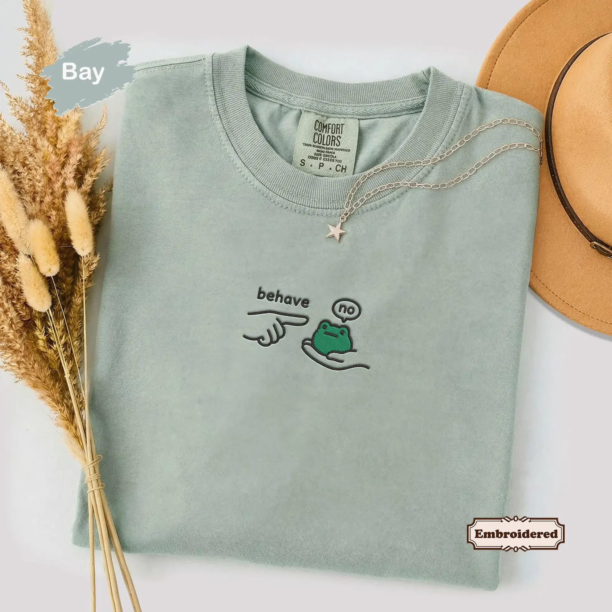 Behave No — Embroidered Funny Sarcastic Frog Shirt Behave No — Embroidered Funny Sarcastic Frog Shirt