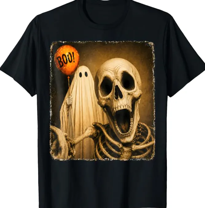 BOO! Skeleton Ghost Balloon Halloween Shirt BOO! Skeleton Ghost Balloon Halloween Shirt