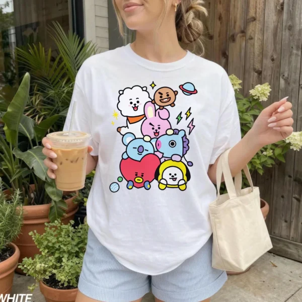 Cute Cartoon Character Stack Shirt — Kawaii Design