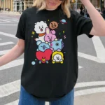 Cute Cartoon Character Stack Shirt — Kawaii Design