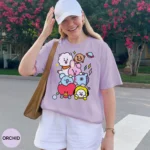 Cute Cartoon Character Stack Shirt — Kawaii Design