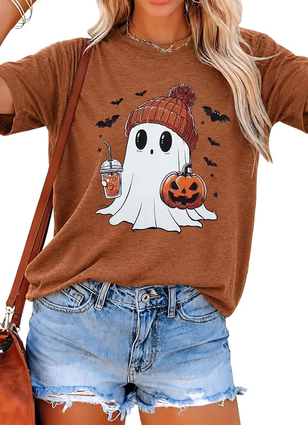 Cute Ghost Spooky Fall Halloween Women’s Shirt Cute Ghost Spooky Fall Halloween Women's Shirt