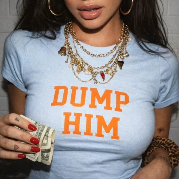 DUMP HIM — Britney Y2K Mcbling Slogan Baby Tee