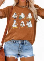 Ghost & Pumpkin Halloween Shirt for Women