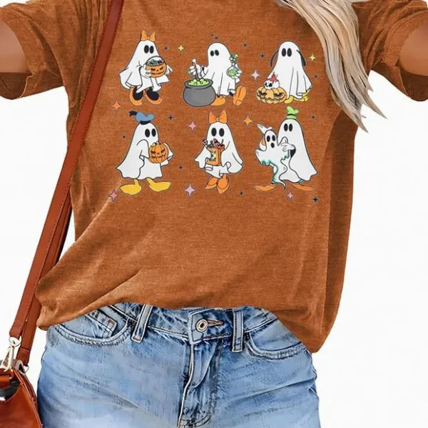 Ghost & Pumpkin Halloween Shirt for Women