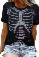 Halloween Skeleton Ribcage Design Women's Alternative Goth Shirt