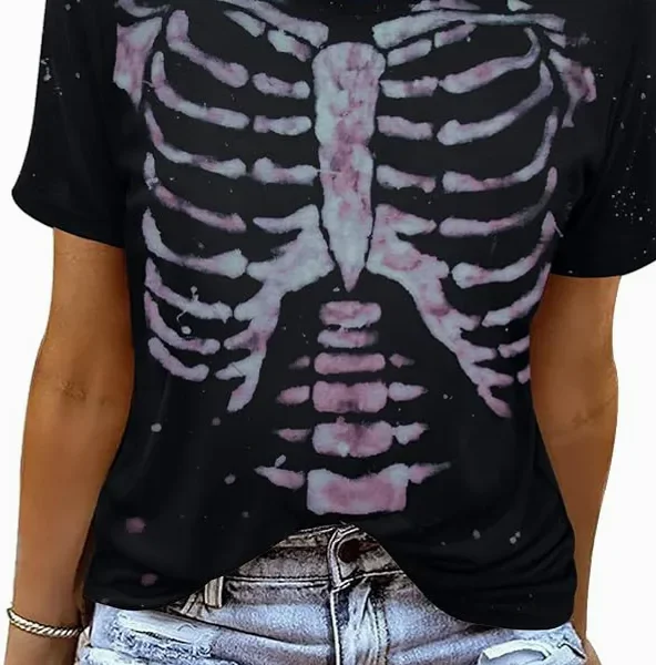 Halloween Skeleton Ribcage Design Women's Alternative Goth Shirt