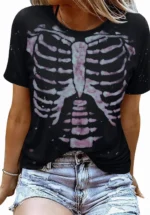 Halloween Skeleton Ribcage Design Women's Alternative Goth Shirt
