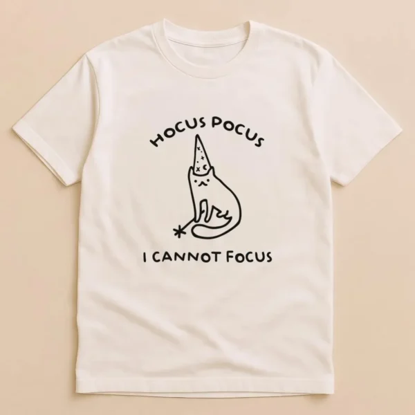 Hocus Pocus I Cannot Focus Wizard Cat Graphic Shirt