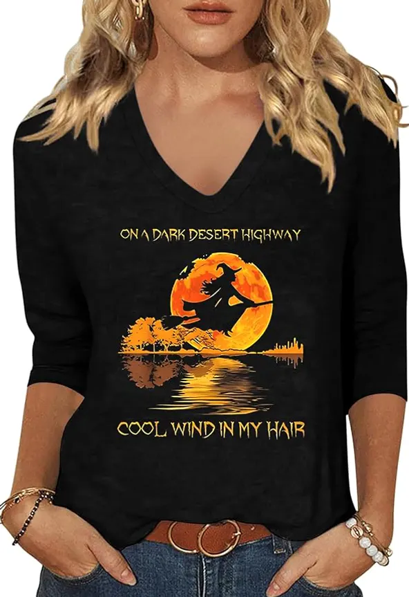 On a Dark Desert Highway Witch Halloween Shirt On a Dark Desert Highway Witch Halloween Shirt