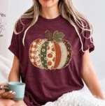 Patchwork Pumpkin Sweatshirt — Women's Fall Shirt