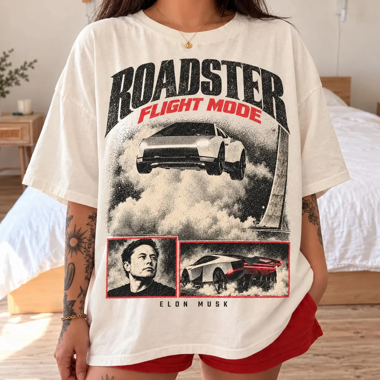 Roadster Flight Mode — Tesla Vintage Graphic Shirt Roadster Flight Mode — Tesla Vintage Graphic Shirt