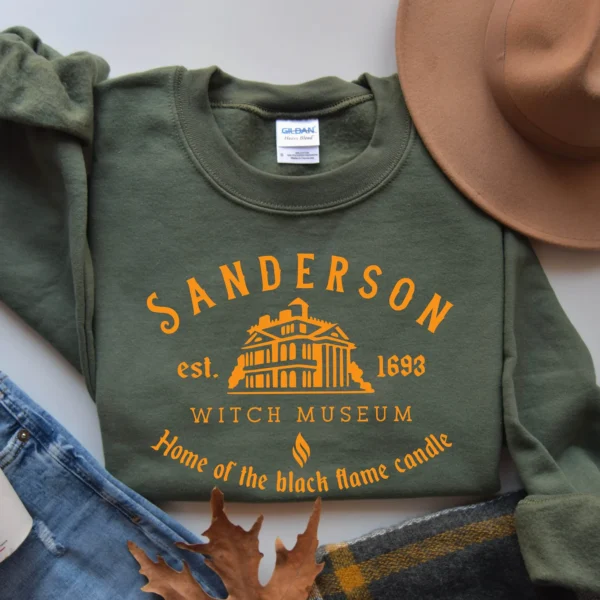 Sanderson Witch Museum Black Flame Candle Sweatshirt