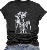 Skeleton Holding Coffee Shirt — Funny Fall Graphic