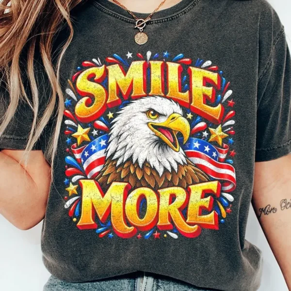 Smile More Classic Patriotic American Eagle Shirt