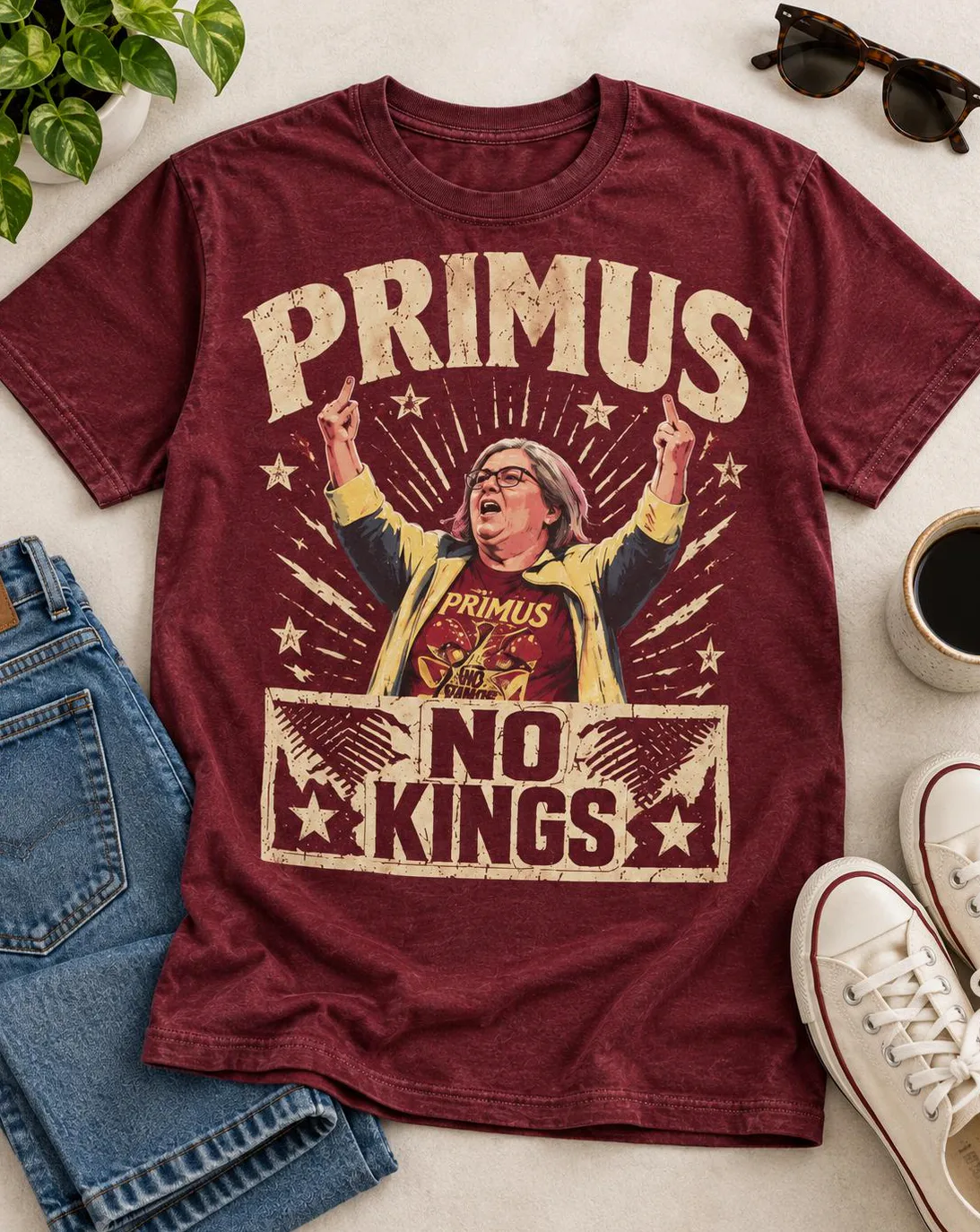 Vintage Primus No Kings Political Protest Graphic Shirt Vintage Primus No Kings Political Protest Graphic Shirt
